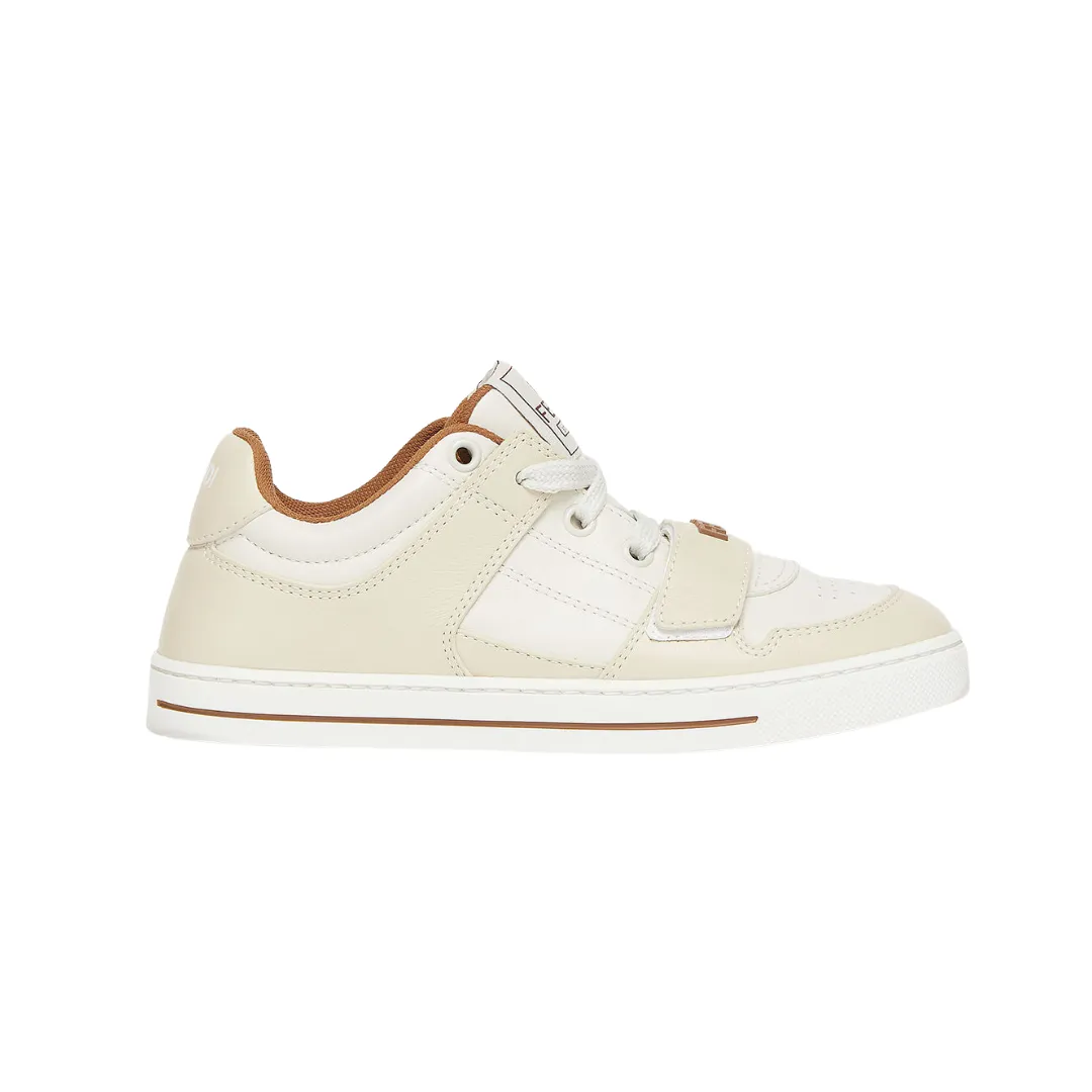 Cream White Unisex Logo Velcro Lace Up Sneaker