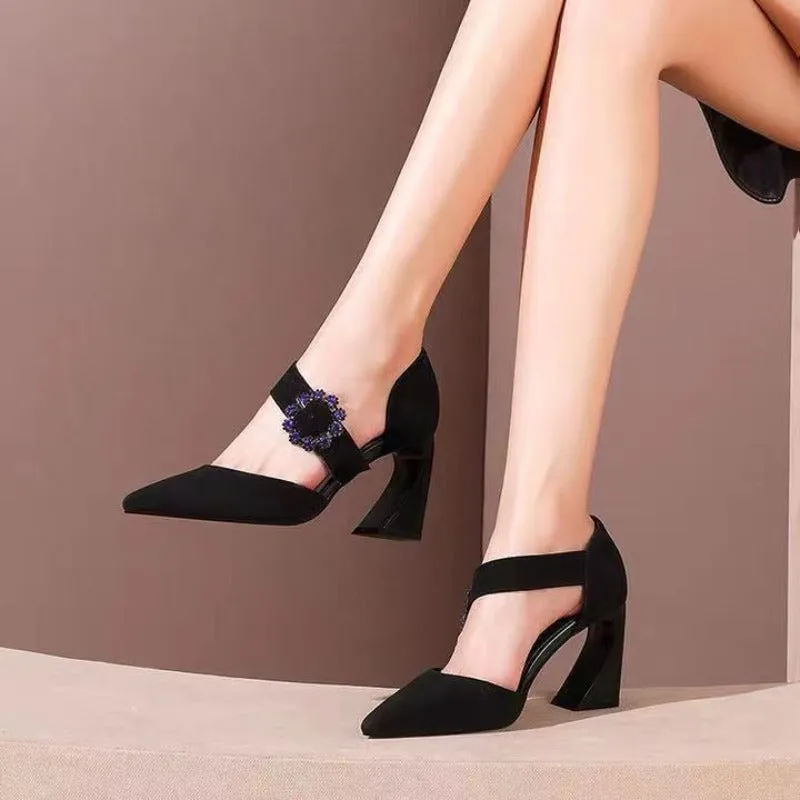 Crystal Silk Pointed Toe High Heels