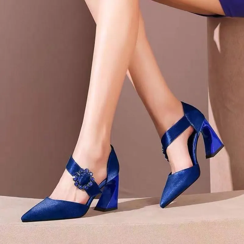 Crystal Silk Pointed Toe High Heels