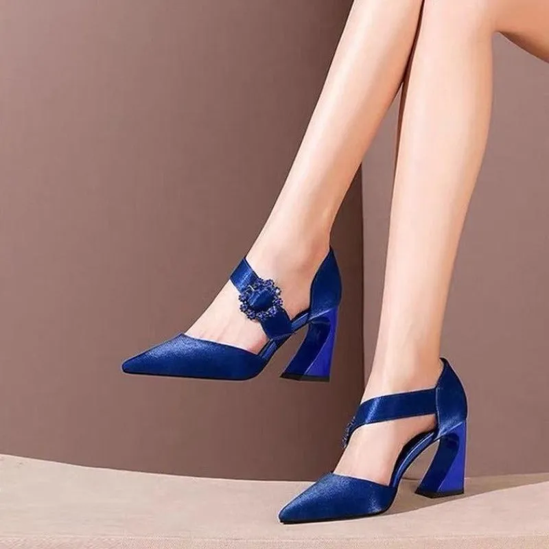 Crystal Silk Pointed Toe High Heels