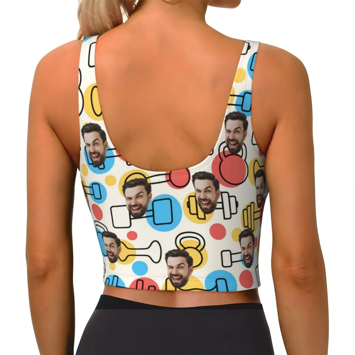 Custom Face Colorful Dots Sports Bra Personalized Women's All Over Print Yoga Sports Bra