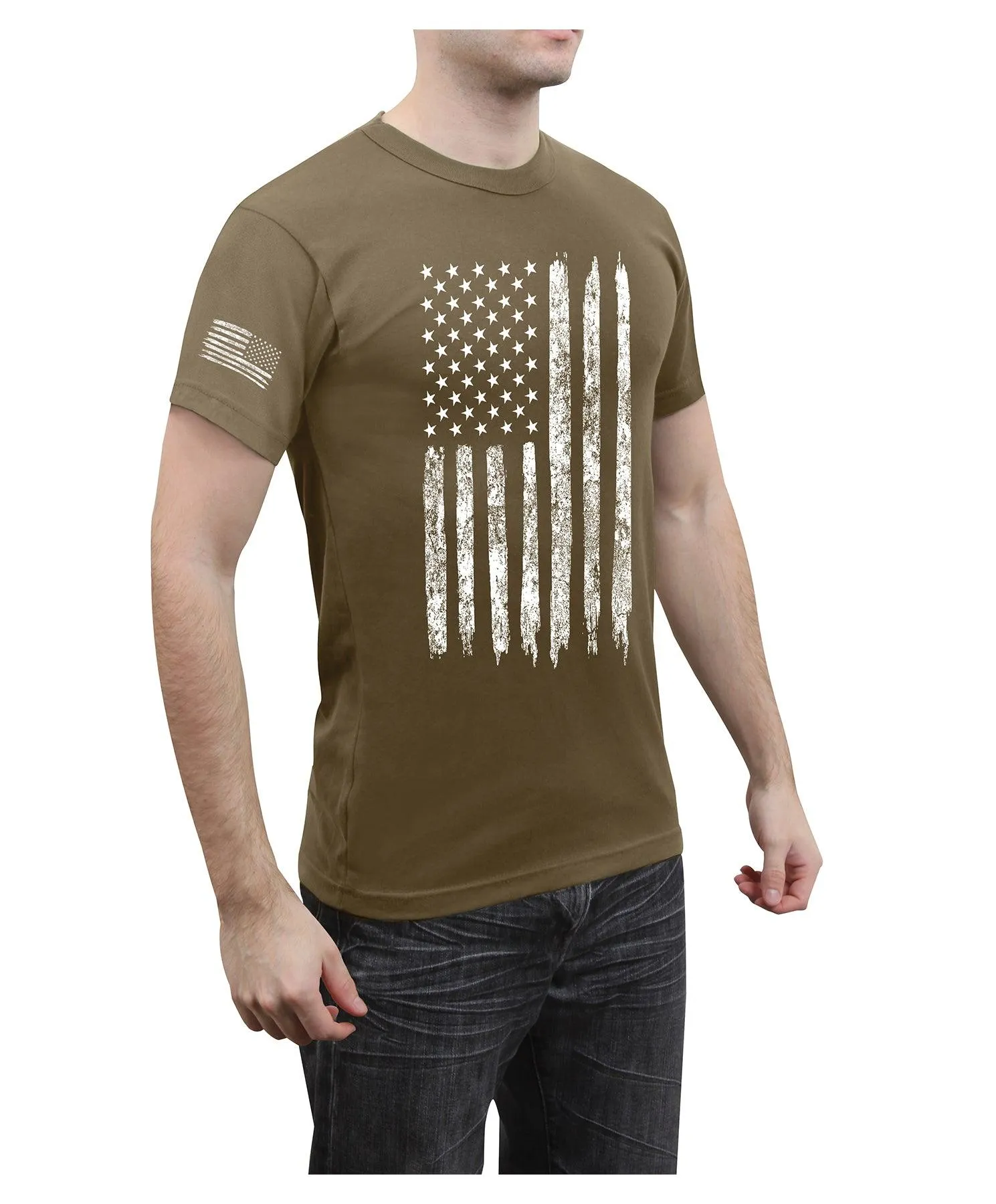 Distressed US Flag Athletic Fit T-Shirt