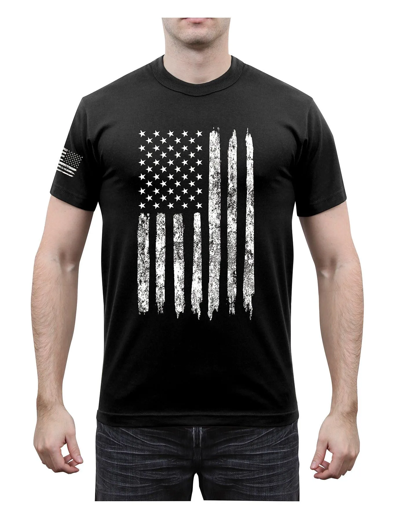 Distressed US Flag Athletic Fit T-Shirt