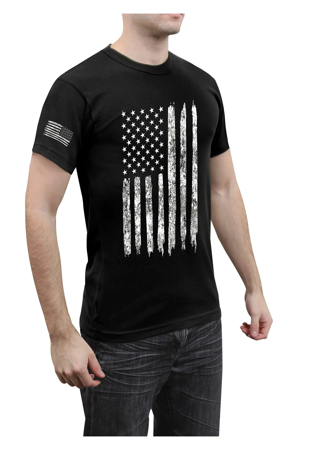 Distressed US Flag Athletic Fit T-Shirt