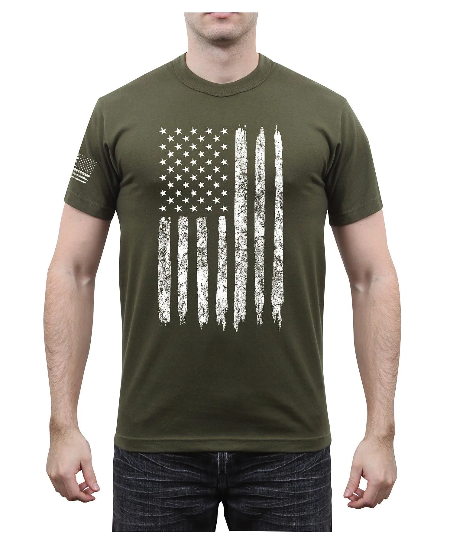 Distressed US Flag Athletic Fit T-Shirt