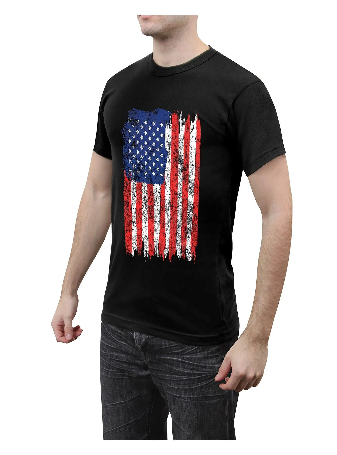 Distressed US Flag Athletic Fit T-Shirt