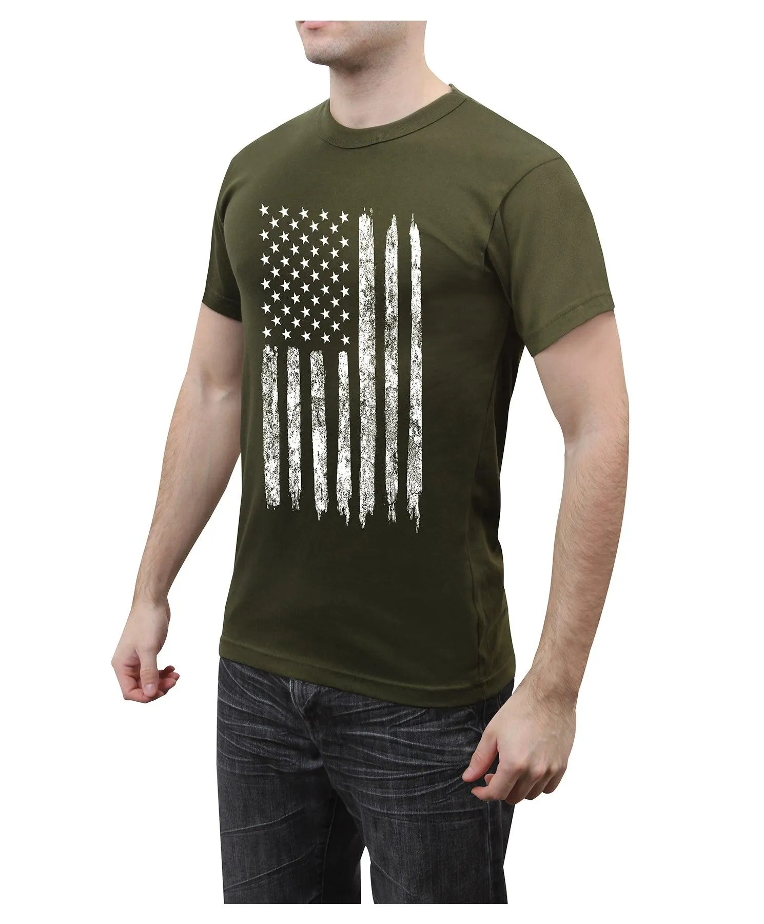 Distressed US Flag Athletic Fit T-Shirt