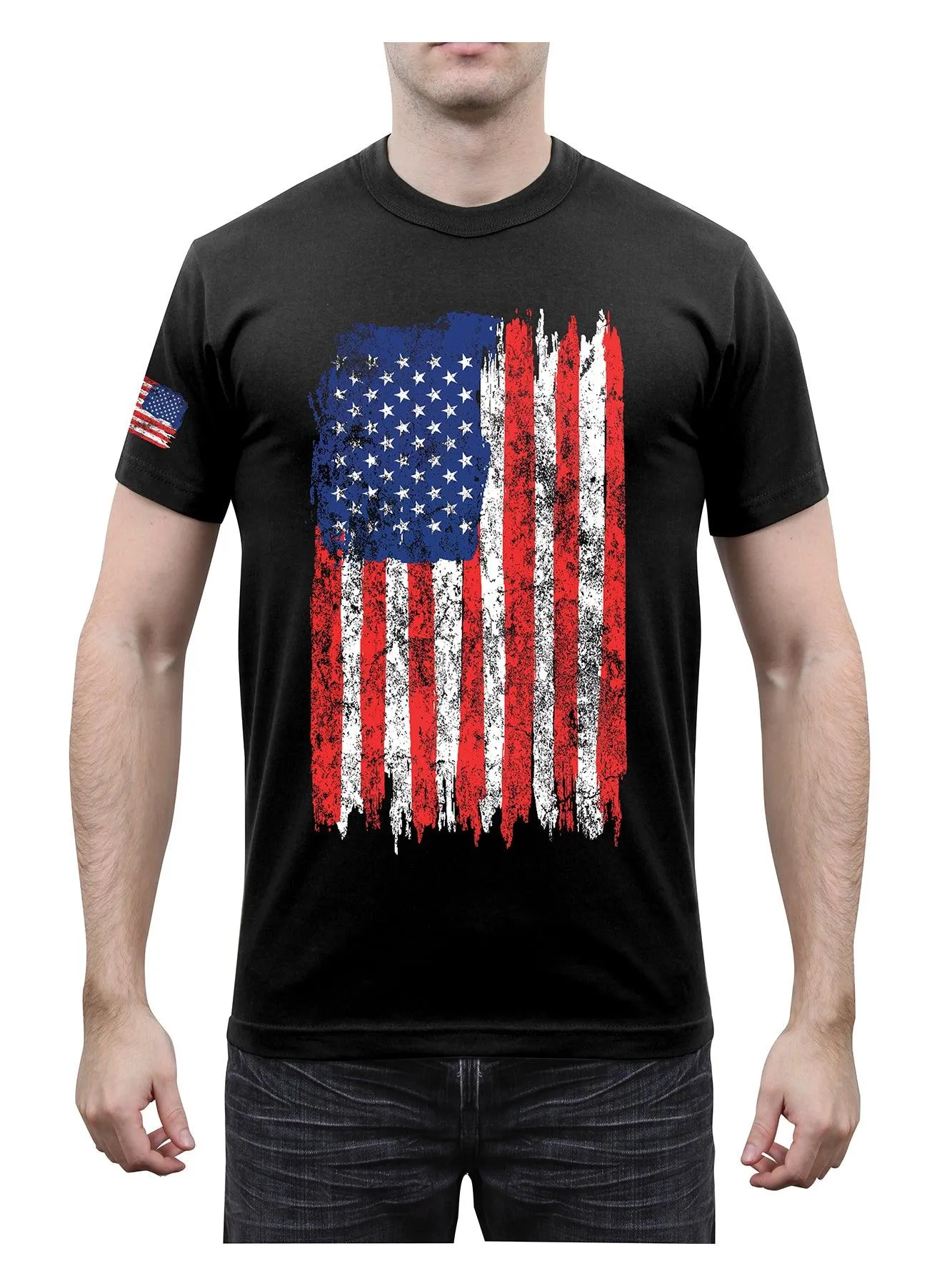 Distressed US Flag Athletic Fit T-Shirt