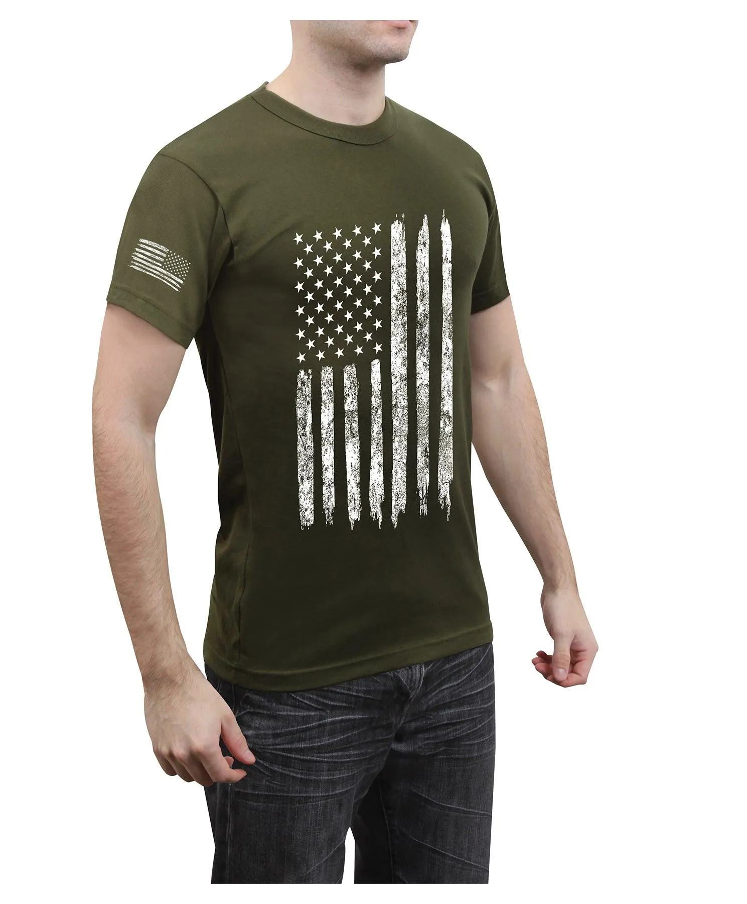 Distressed US Flag Athletic Fit T-Shirt