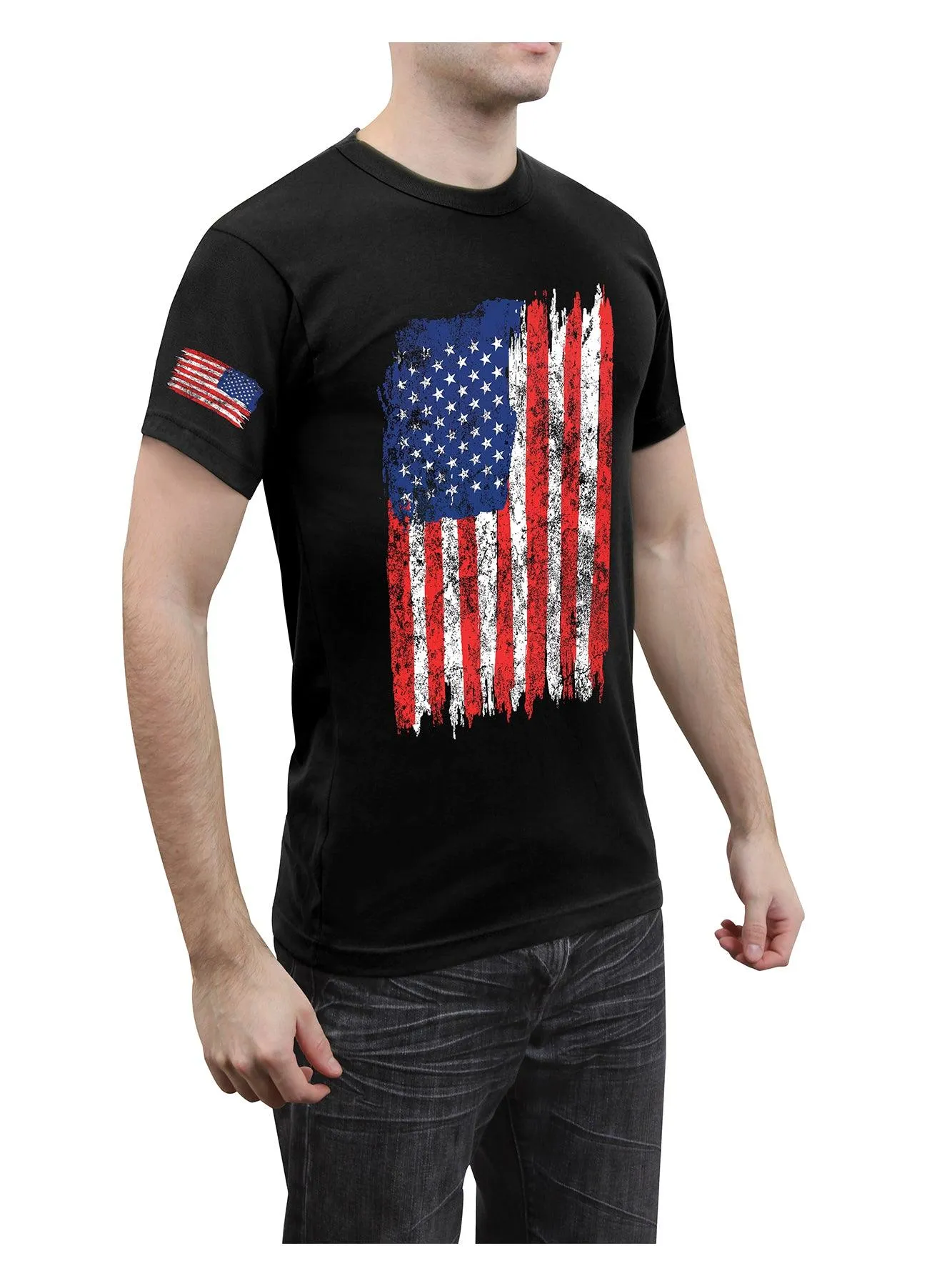 Distressed US Flag Athletic Fit T-Shirt