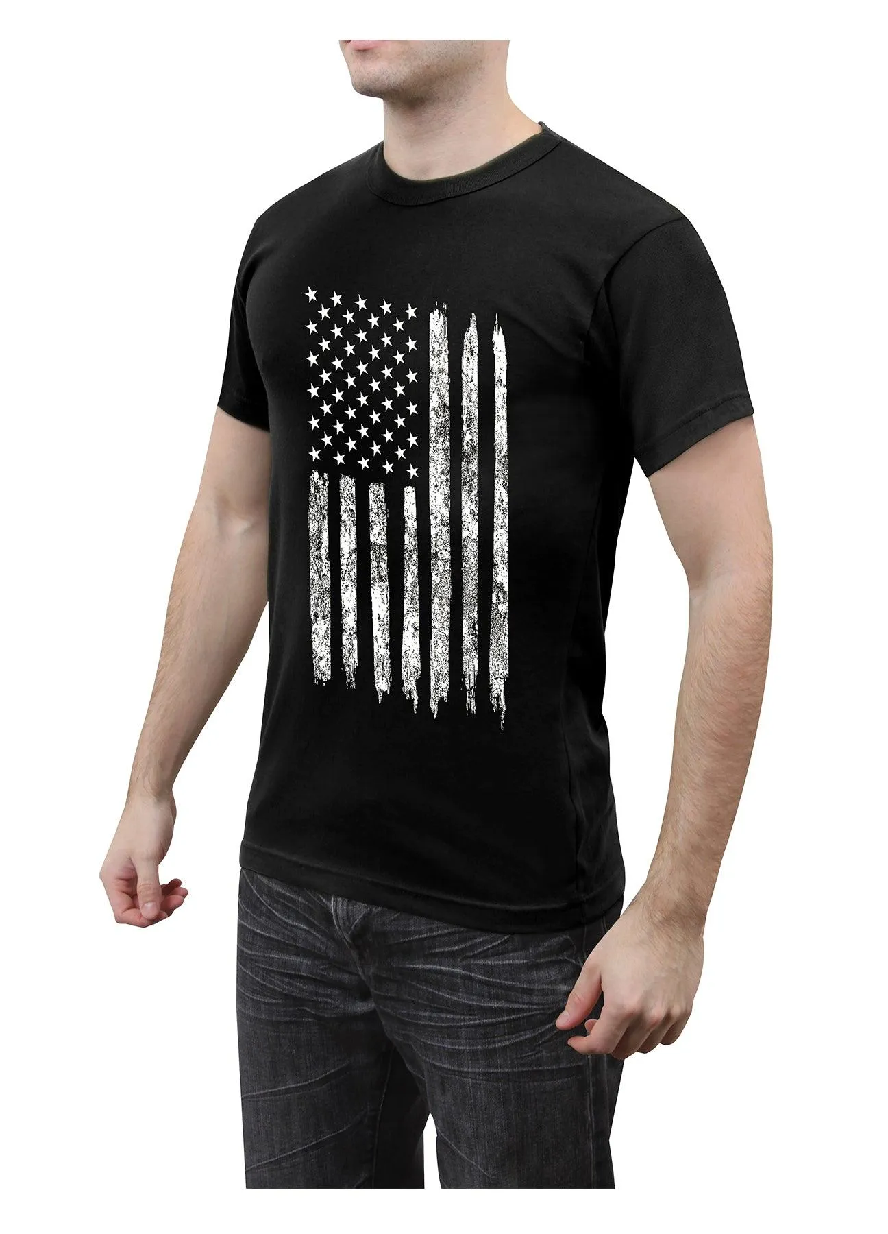 Distressed US Flag Athletic Fit T-Shirt