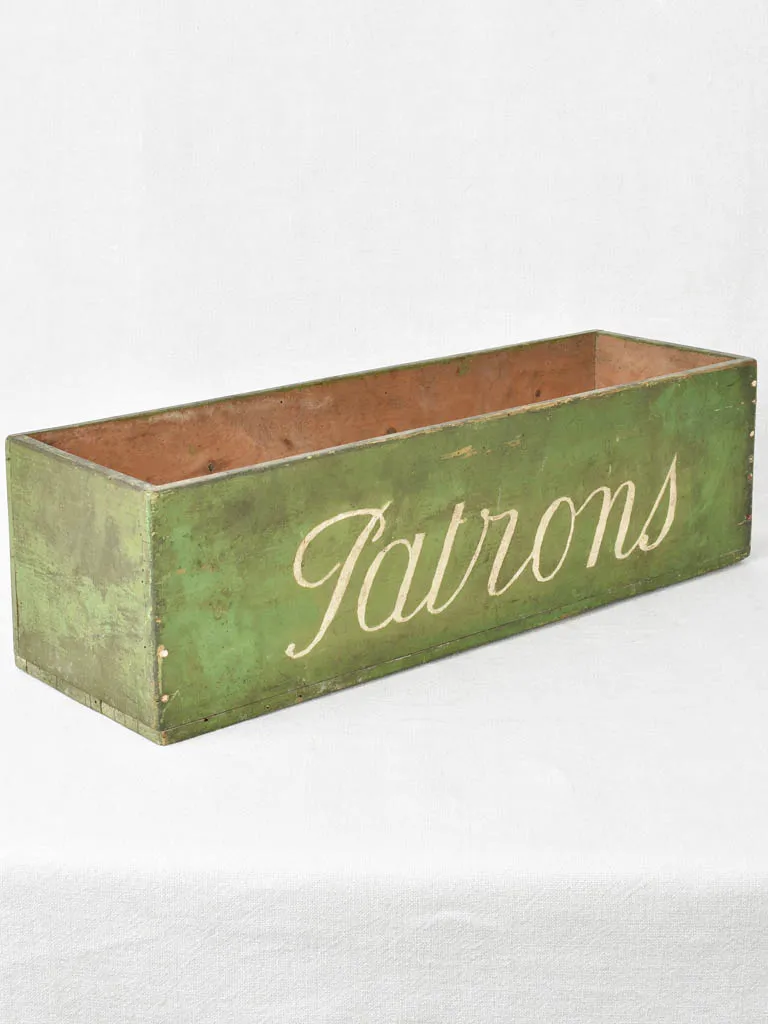 Early 20th century tailor's pattern box 'Patrons' 23¾"