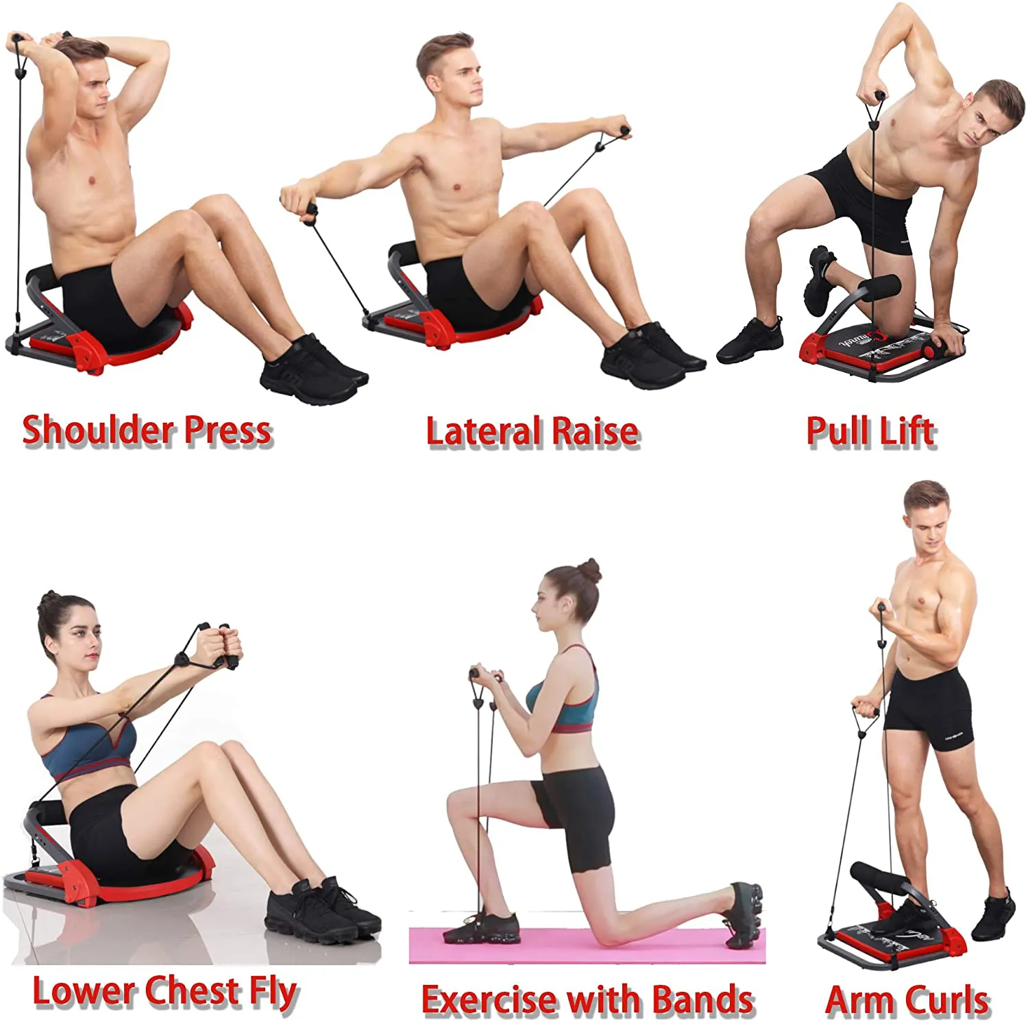 eHUPOO Ab Machine Abs Workout Equipment, Abs and Whole Body Exercise Equipment for Home Workouts,Core Strength Training&Abdominal Exercise Trainers With Resistance Bands for Home Gym.USA Patented