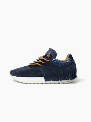 Esseutesse Suede Fringe Sneaker - Navy