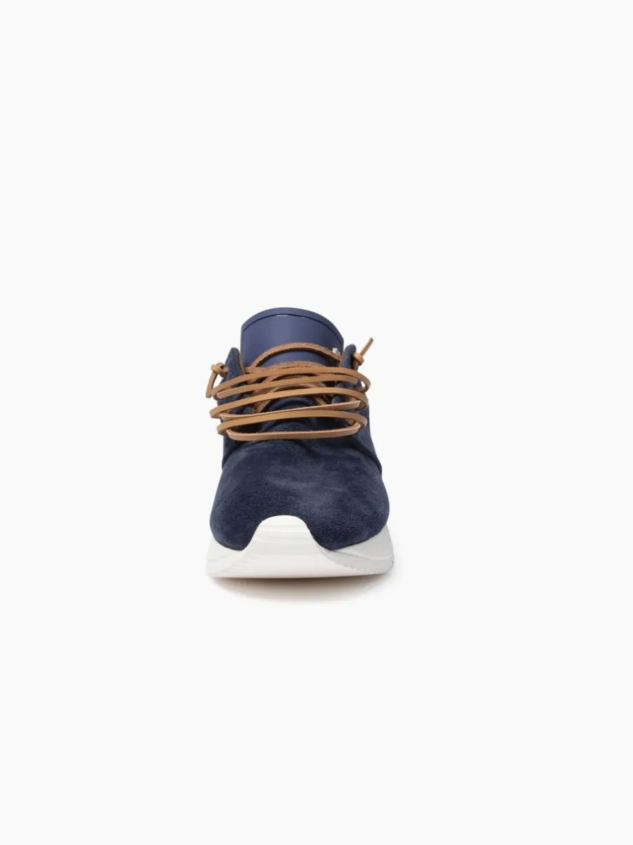 Esseutesse Suede Fringe Sneaker - Navy