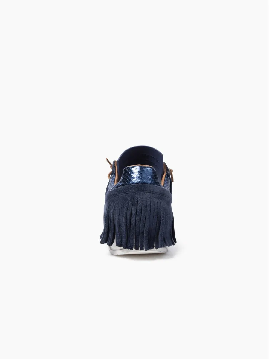 Esseutesse Suede Fringe Sneaker - Navy