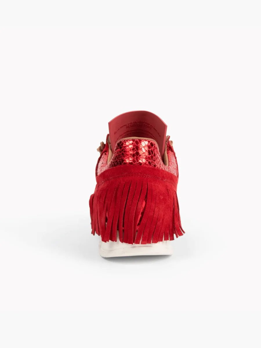 Esseutesse Suede Fringe Sneaker - Red