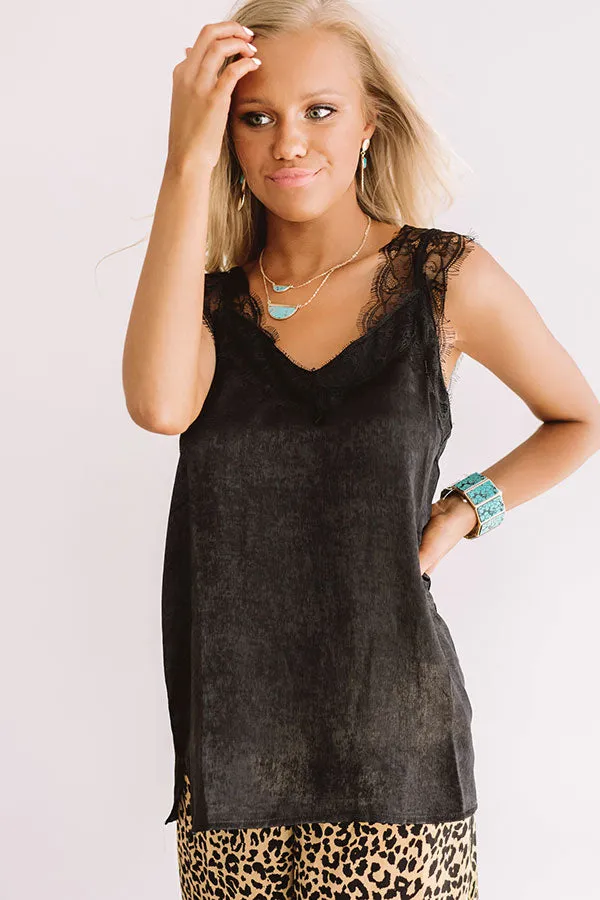 Express Yourself Lace Shift Tank in Black