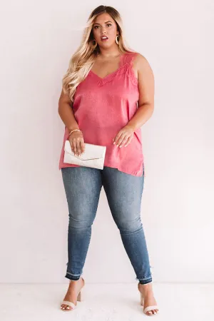 Express Yourself Lace Shift Tank in Pink Curves