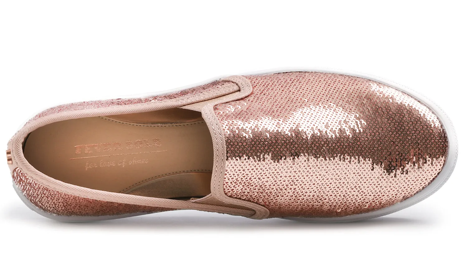 Feversole Women's Rose Gold Sequin Slip On Sneaker Casual Flat Loafers