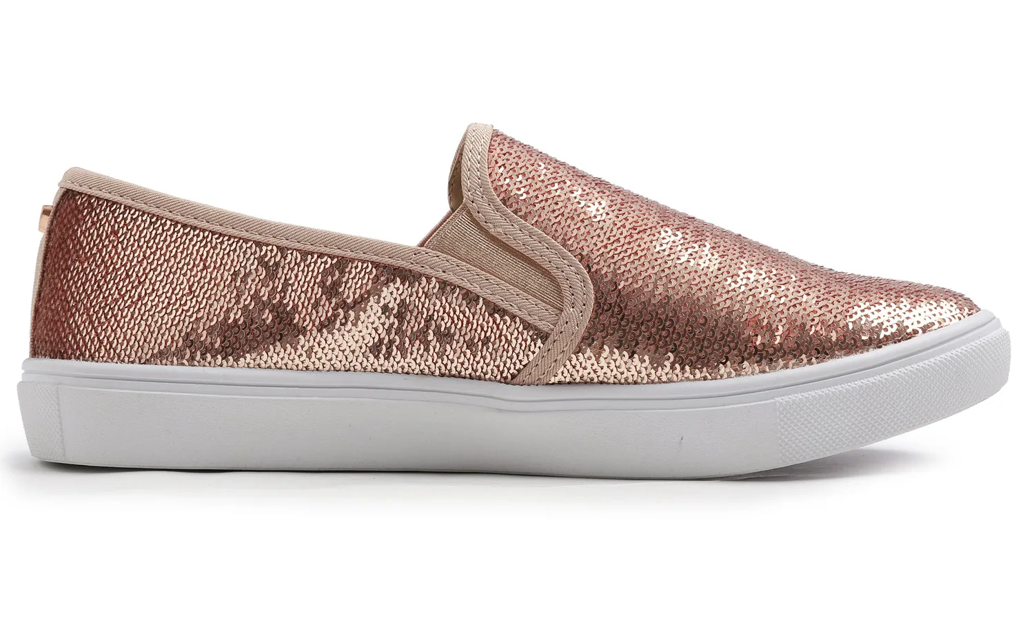 Feversole Women's Rose Gold Sequin Slip On Sneaker Casual Flat Loafers