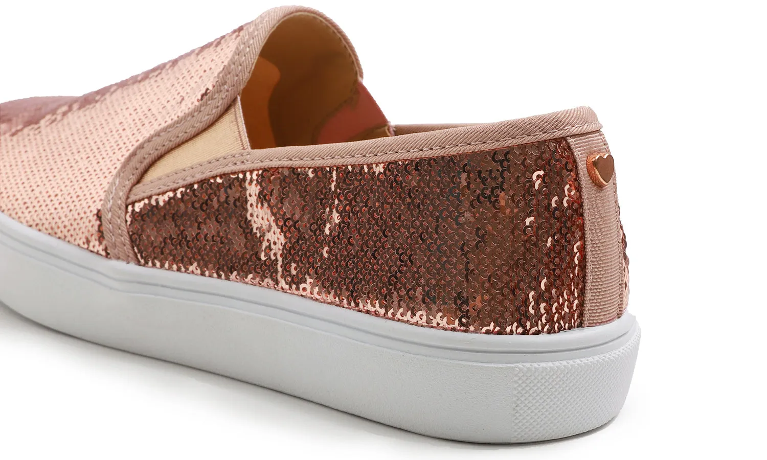 Feversole Women's Rose Gold Sequin Slip On Sneaker Casual Flat Loafers