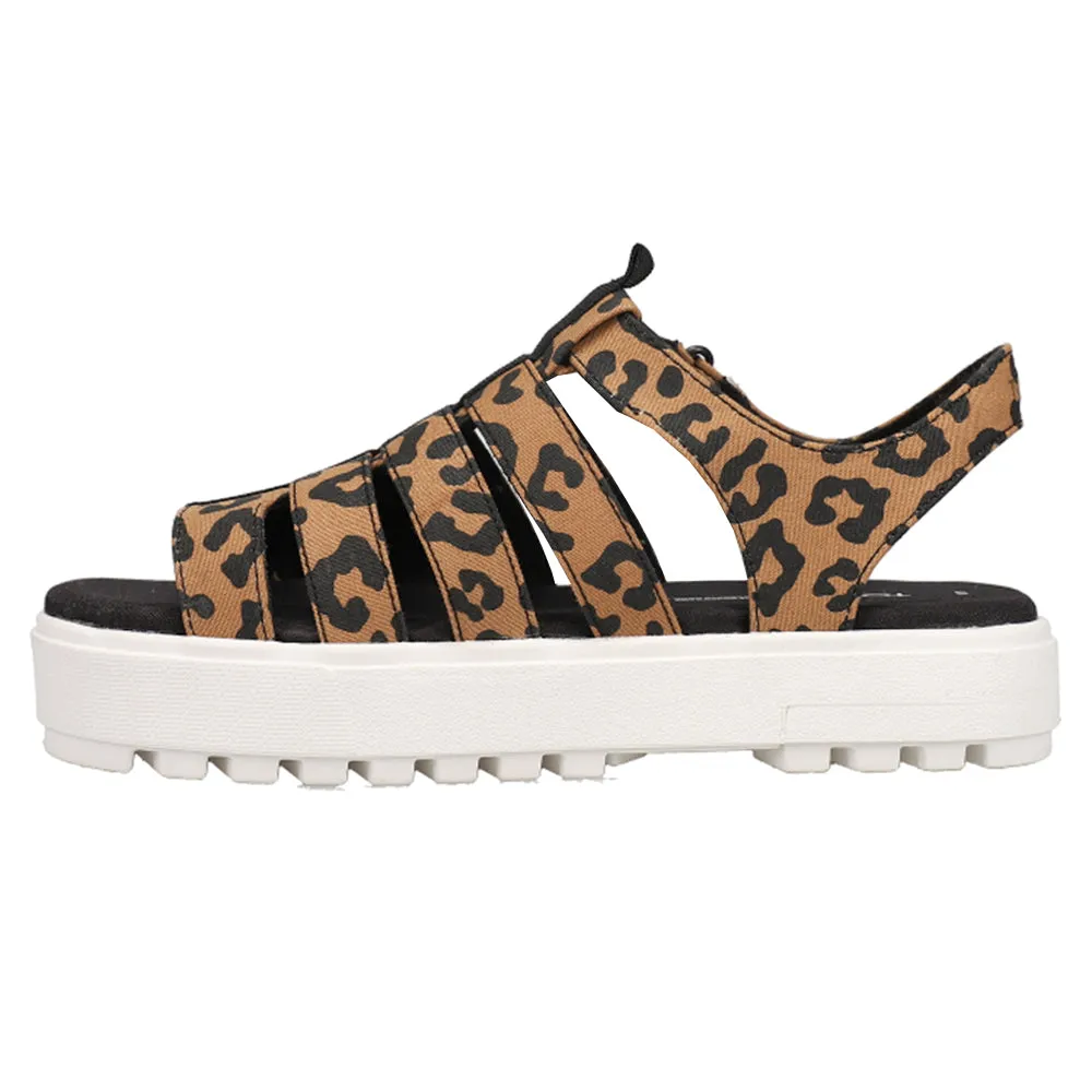 Fisherman Lug Leopard Print Platform Sandals