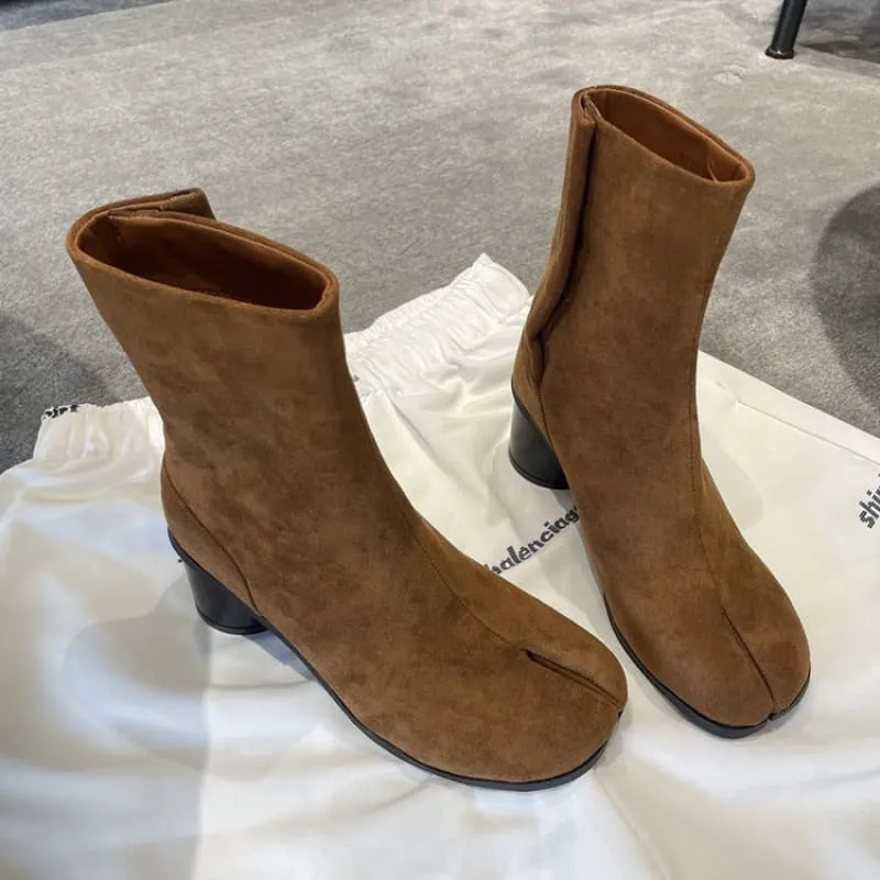 Genuine Suede Split Toe Tabi Boots with Modern Style