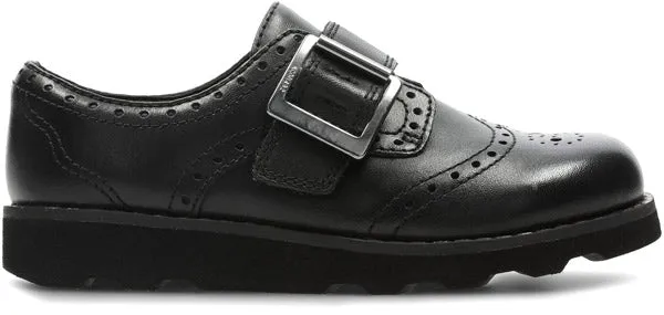 Girls Clarks Crown Pride Black Leather Shoes