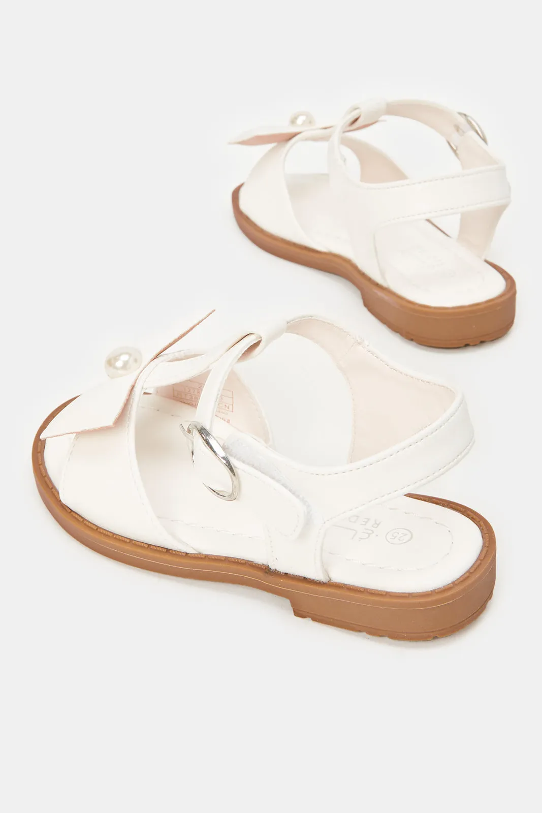 Girls White Bow Embellished Sandal