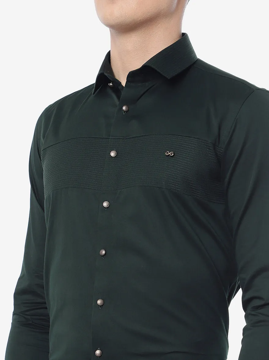 Green Solid Slim Fit Party Wear Shirt | JB Studio