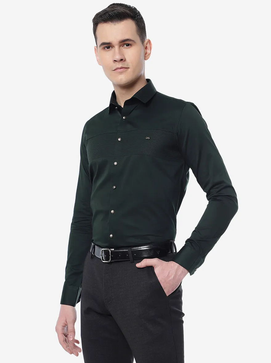 Green Solid Slim Fit Party Wear Shirt | JB Studio