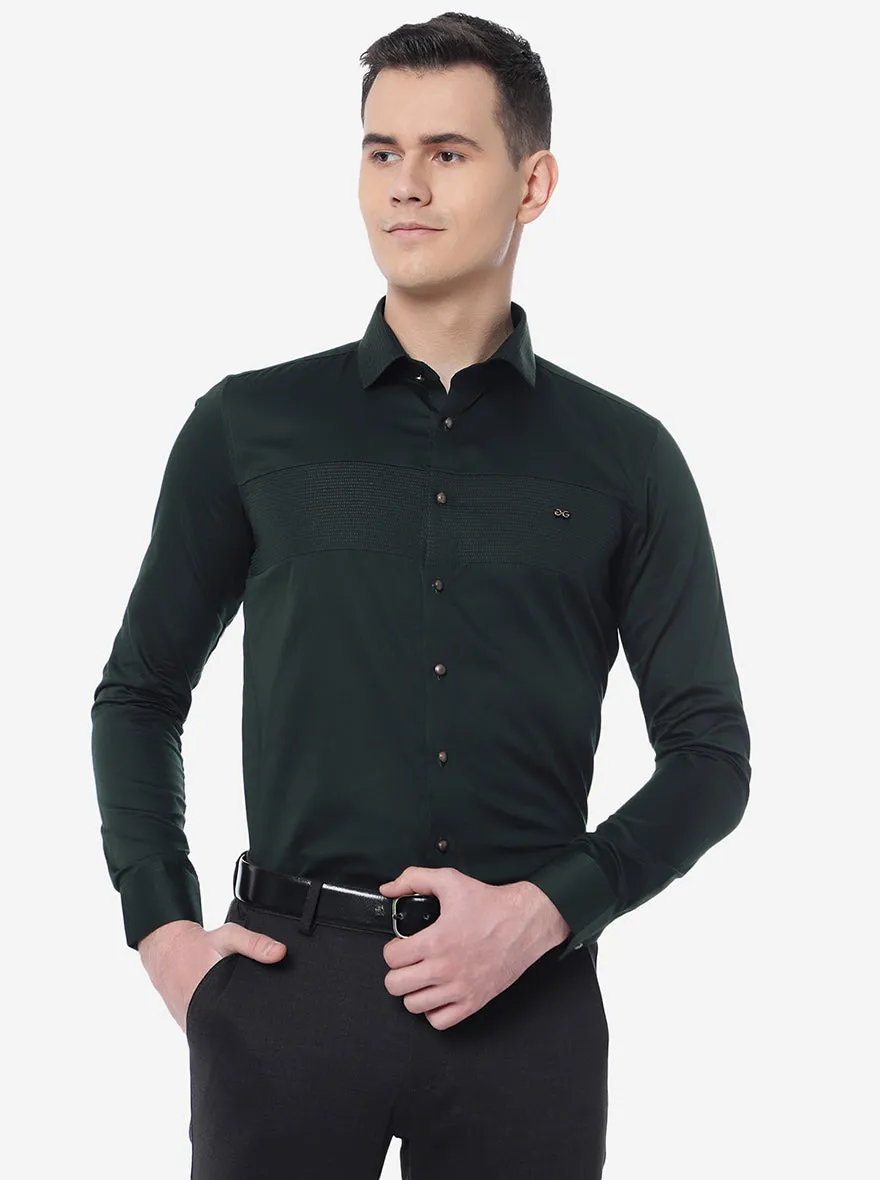 Green Solid Slim Fit Party Wear Shirt | JB Studio