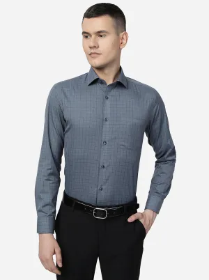 Grey Checked Slim Fit Formal Shirt | Greenfibre