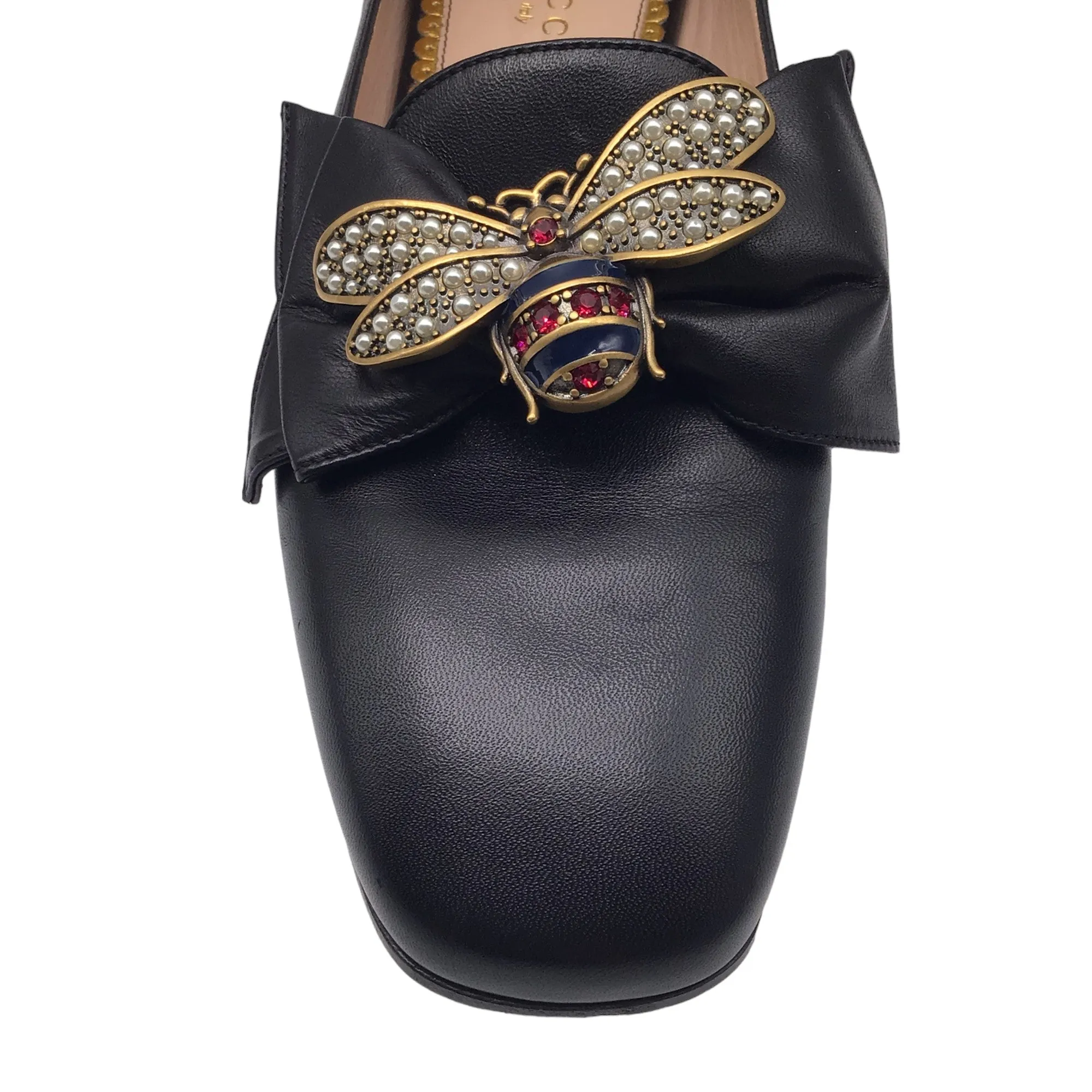 Gucci Black Queen Margaret Nappa Calfskin Leather Loafers