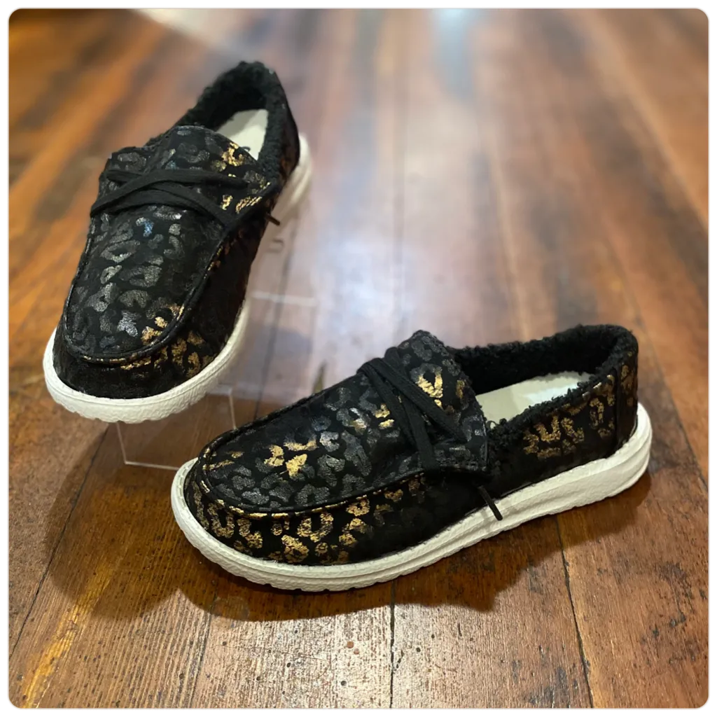 Gypsy Jazz Black Leopard Boat Shoe