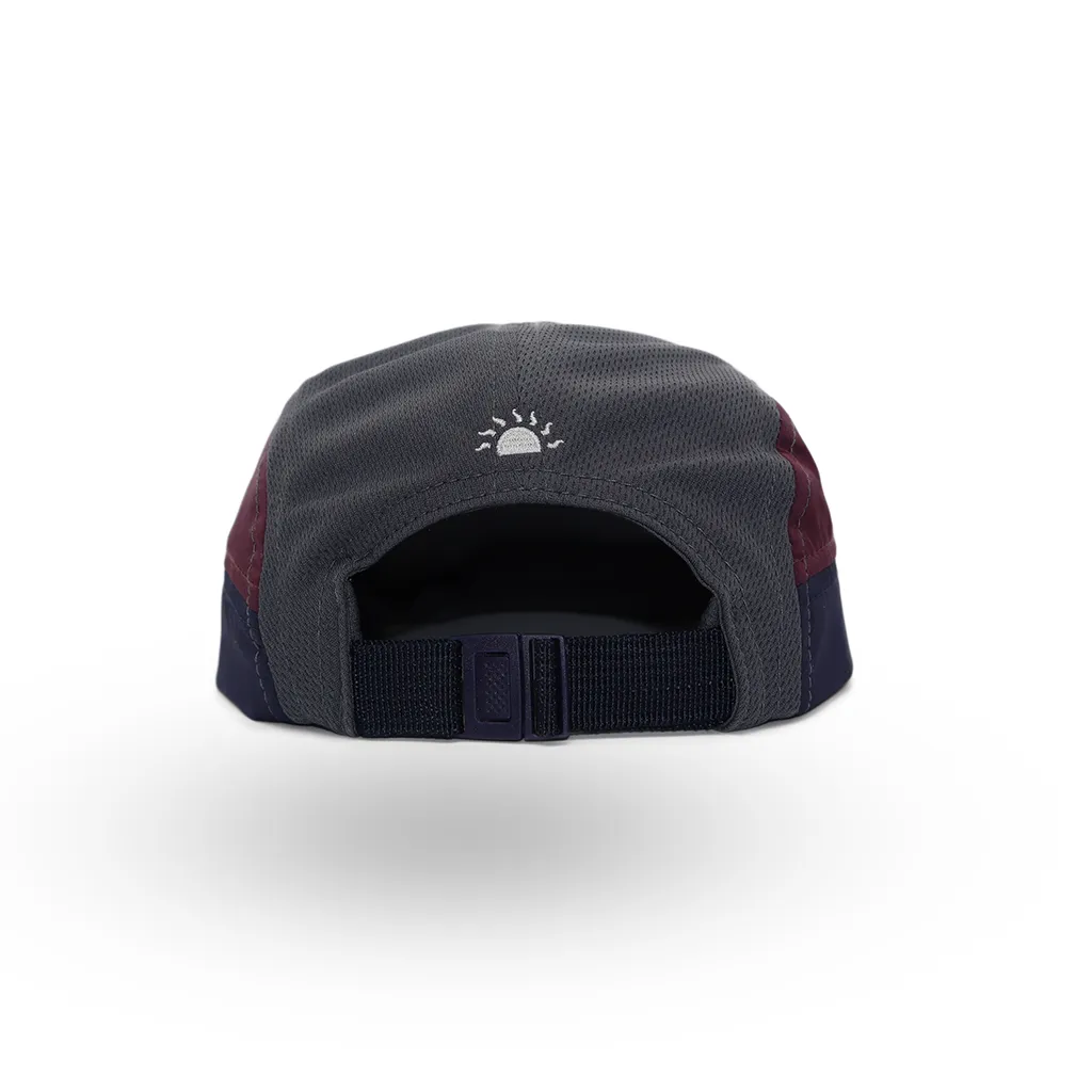 Helios Headwear Ultralight 7 Panel Soft Brim Cap - Charcoal Burgundy