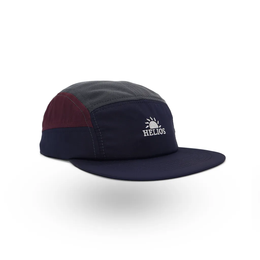 Helios Headwear Ultralight 7 Panel Soft Brim Cap - Charcoal Burgundy