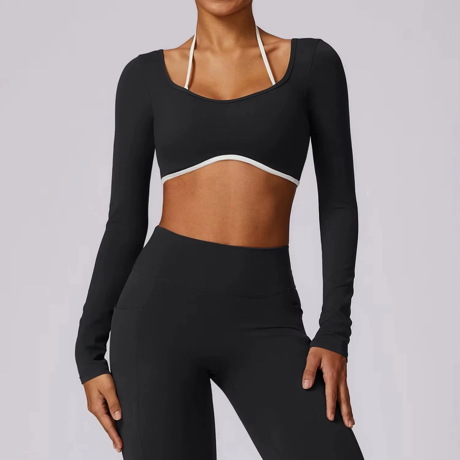 High Elastic Breathable Long Sleeve Quick Dry Crop Top