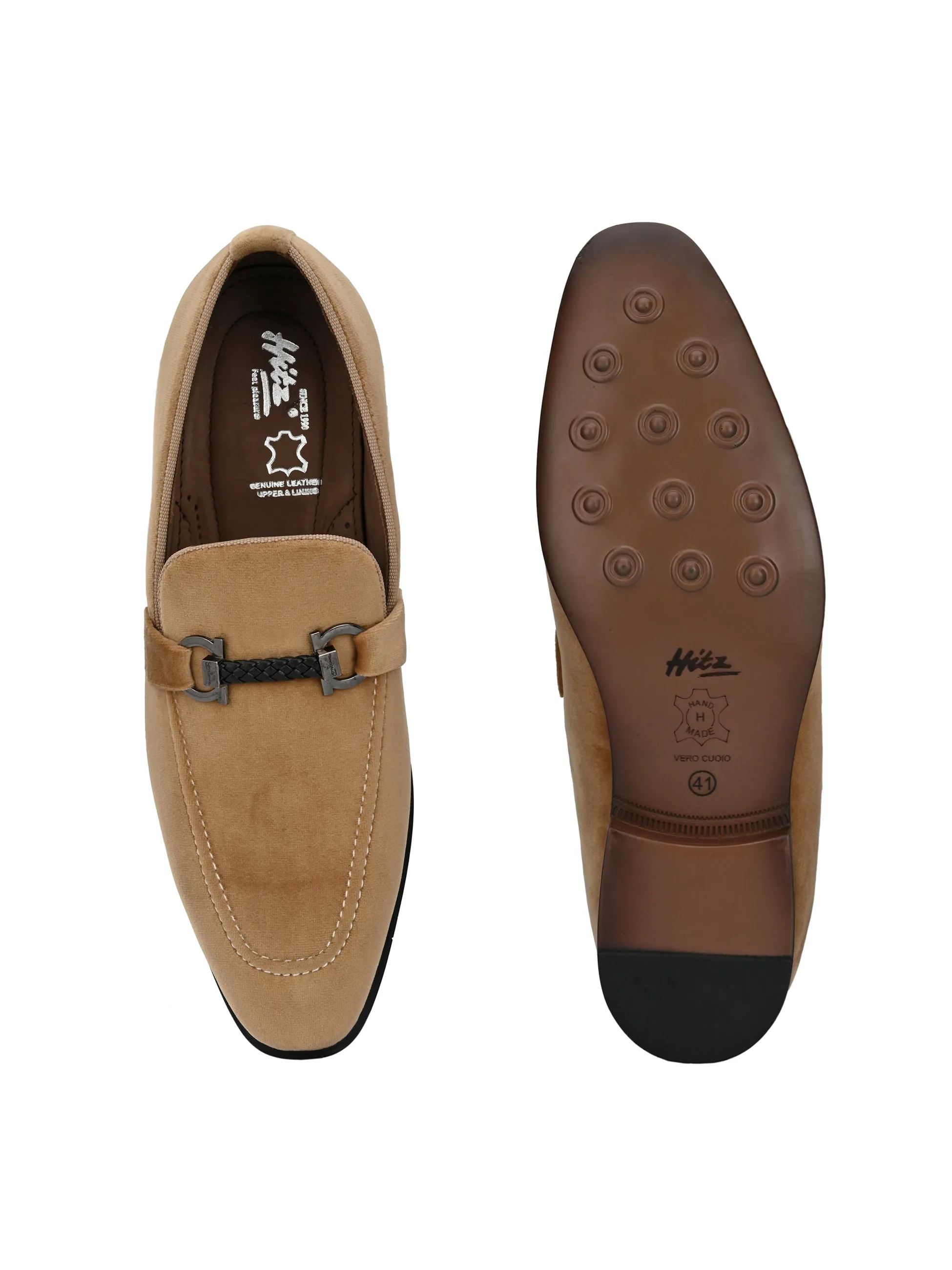 Hitz Men's Leather Slip On Ethnic Shoes