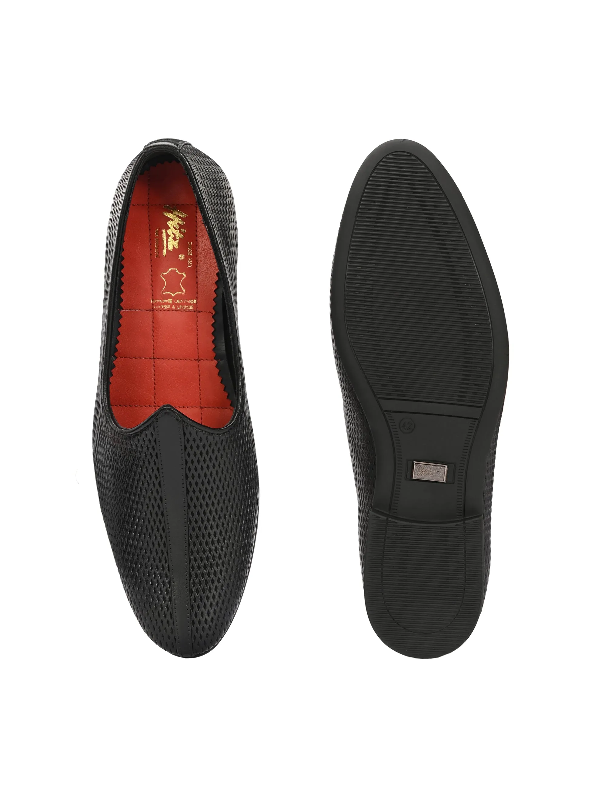 HITZ7563-Men's Black Leather Ethnic Shoes