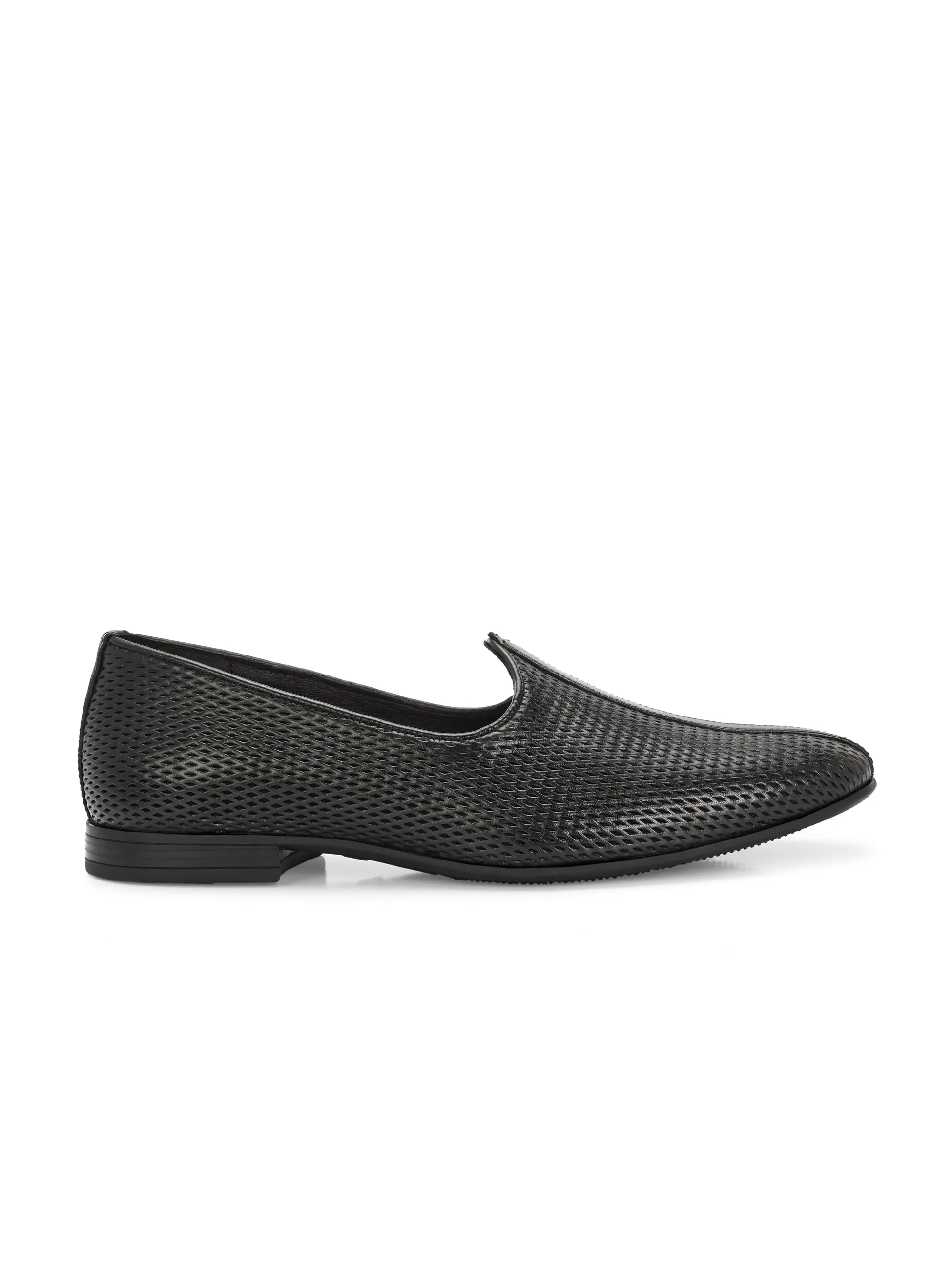 HITZ7563-Men's Black Leather Ethnic Shoes