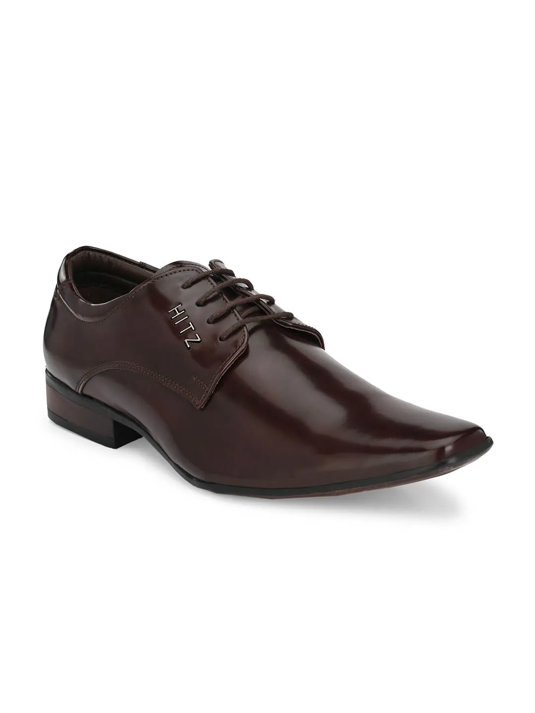 HITZMS_2904 Men's Brown Synthetic Formal  Lace-Up Shoes