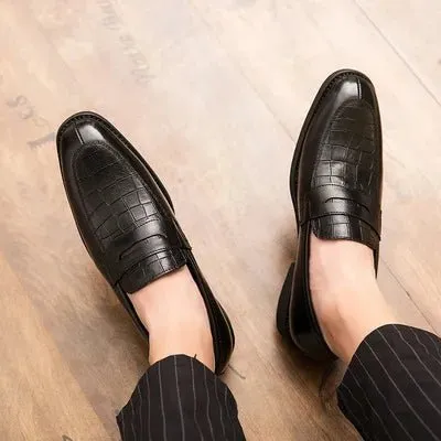 Hot sale men's slip on leather dress shoes  fashion classical men brown dress shoes