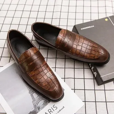 Hot sale men's slip on leather dress shoes  fashion classical men brown dress shoes