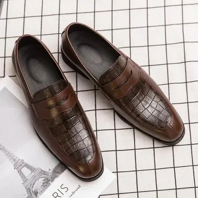 Hot sale men's slip on leather dress shoes  fashion classical men brown dress shoes