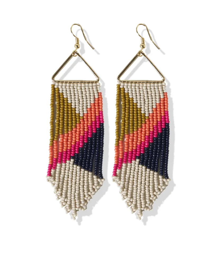 Ink   Alloy Hot Pink Citron Navy Diagonal Triangle Earrings