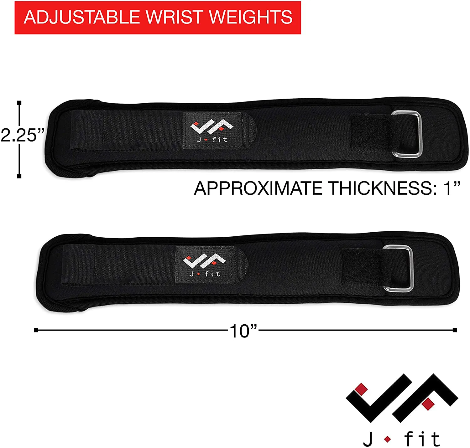 JFIT Wrist Weight Pair – Set of 2, Wrist Straps for Fitness, Walking, Workout – Multiple Size and Weight Options – Comfortable, Breathable, Moisture Absorbent Weight Straps for Men and Women