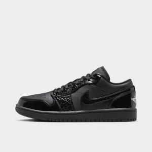 Jordan 1 Low SE Women's Black / Black - White Metallic Silver