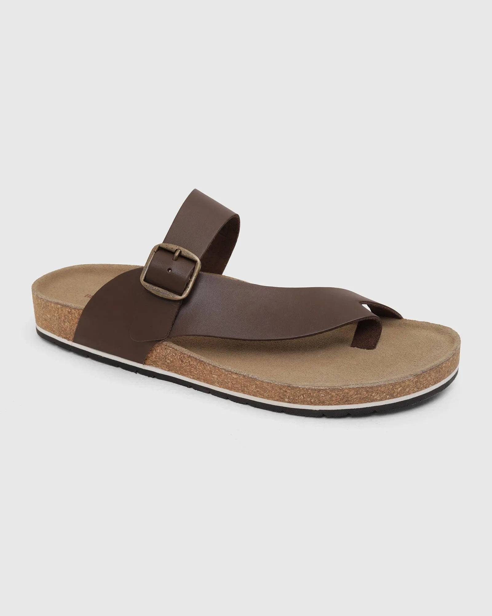 Leather Brown Solid Sandals - Shophie